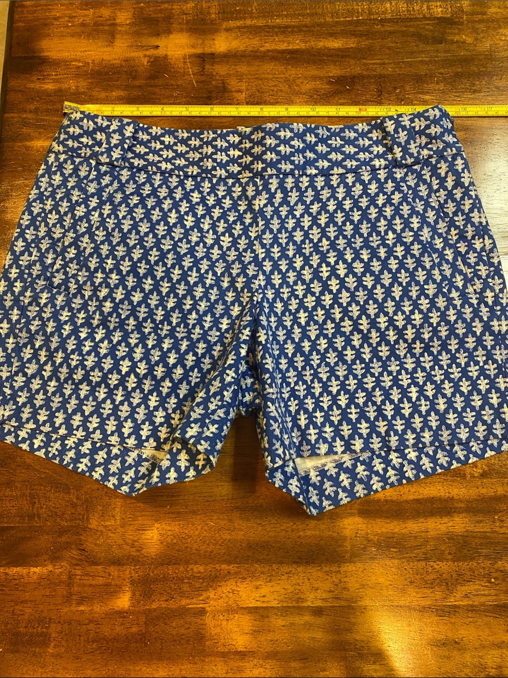 J. Crew Blue and White Printed City Fit Shorts